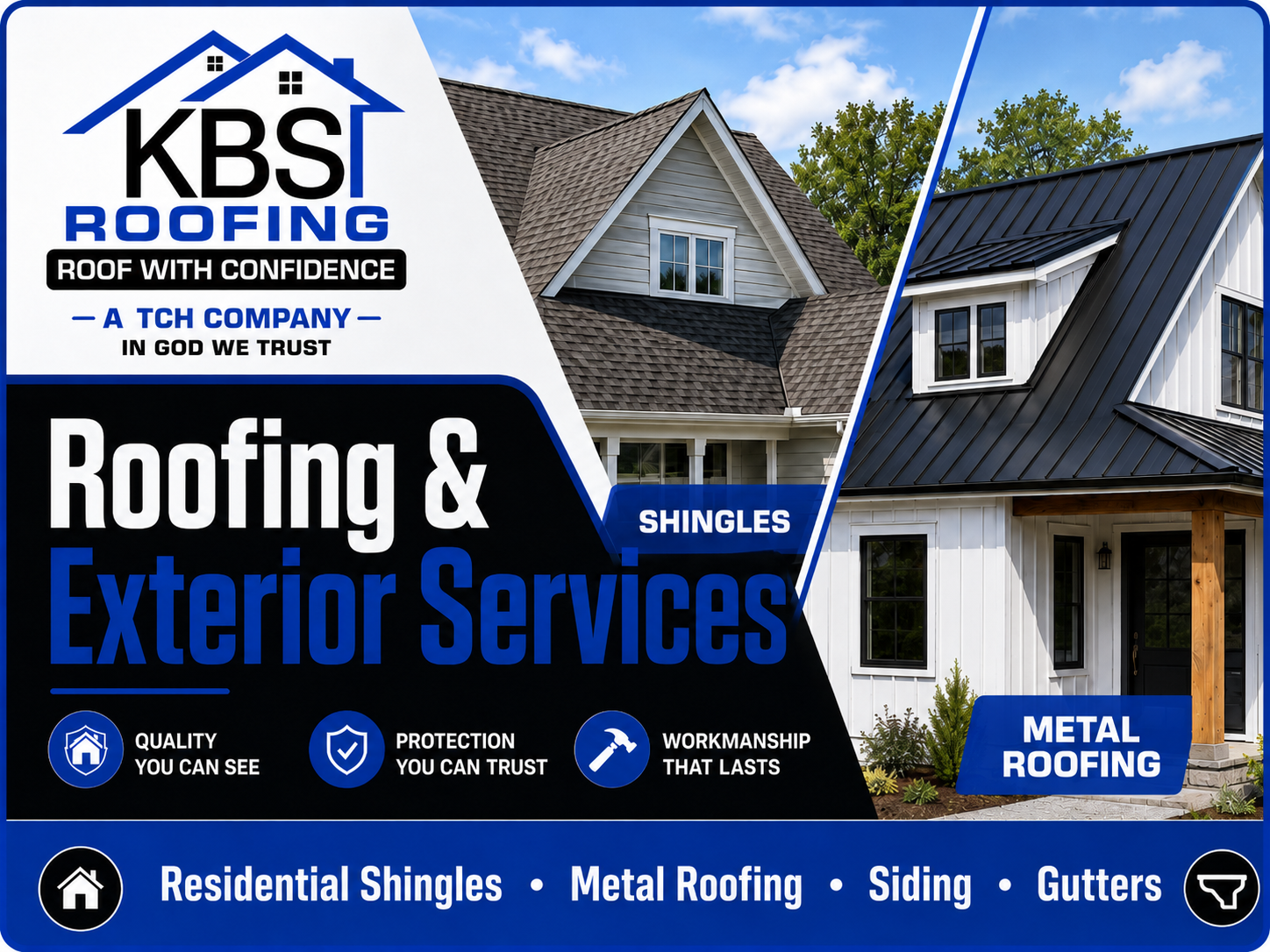 KBS Roofing and exterior services card
