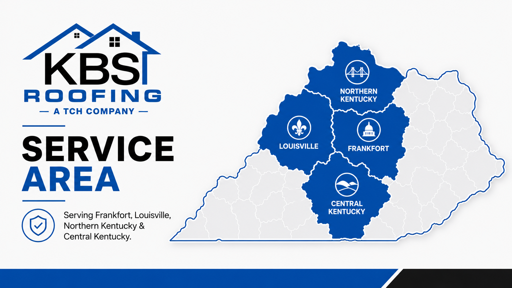 Illustrated Kentucky service area map highlighting Frankfort, Louisville, Northern Kentucky, and Central Kentucky